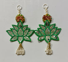 Load image into Gallery viewer, Decorative Mirror Lotus Shubh Labh Hanging