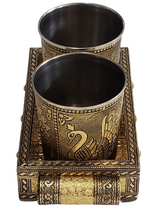 Load image into Gallery viewer, Oxidized Handcrafted Glass Tray Serving Set