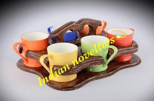 Multicolor Mug set with Tray