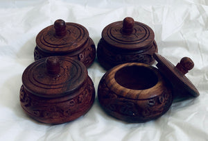 Wooden Carved KumKum Box (small)