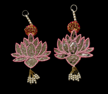 Load image into Gallery viewer, Decorative Mirror Lotus Shubh Labh Hanging
