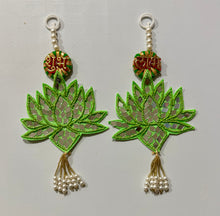 Load image into Gallery viewer, Decorative Mirror Lotus Shubh Labh Hanging
