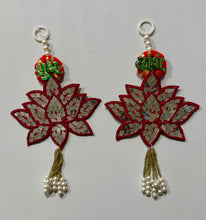 Load image into Gallery viewer, Decorative Mirror Lotus Shubh Labh Hanging
