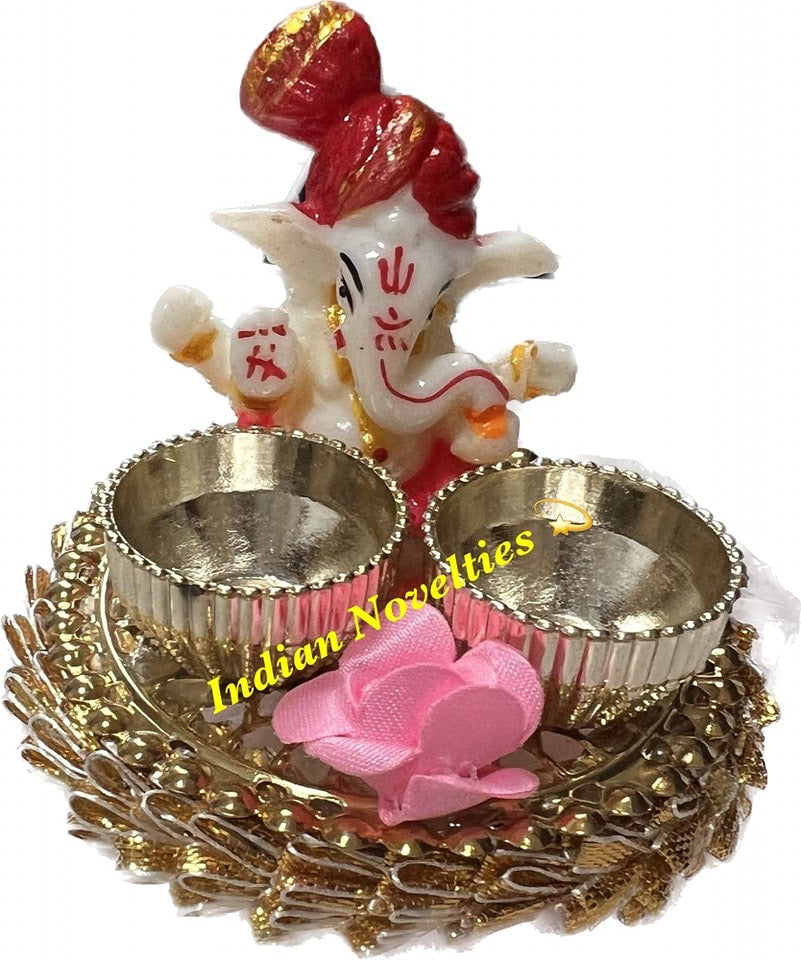 Decorative Gotapati Ganesha Haldi Kumkum Plate