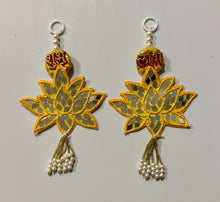 Load image into Gallery viewer, Decorative Mirror Lotus Shubh Labh Hanging
