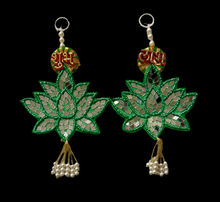 Load image into Gallery viewer, Decorative Mirror Lotus Shubh Labh Hanging
