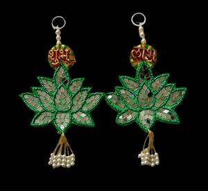Decorative Mirror Lotus Shubh Labh Hanging