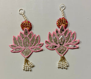Decorative Mirror Lotus Shubh Labh Hanging